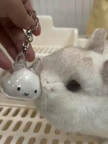 1pc Rabbit Hair Storage Holder Transparent Keychain, Pet Hair Collection Commemorative Rabbit Shaped Gashapon Pendant