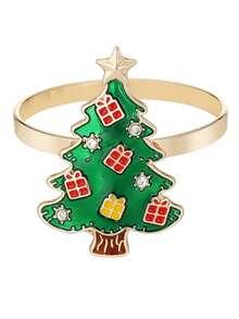 1/6pcs Creative Christmas Series Napkin Rings, Hotel Tableware Snowman & Christmas Tree Napkin Rings Decorations - Multicolor - View 12