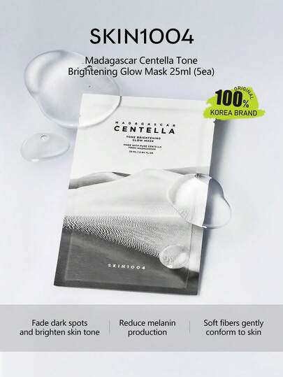 SKIN1004 25ml (5pcs) Madagascar Centella Asiatica Brightening Face Mask, Reduces Dullness, Evens Skin Tone, Brightens Complexion. Soothes, Repairs, And Deeply Hydrates. Nourishes Skin With A Gentle Formula Suitable For All Skin Types.