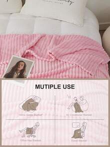 1 szt. koc, pościel, miękki i ciepły, przyjazny dla skóry i oddychający, lekki i pluszowy, seria w jednolitych kolorach, minimalistyczny i modny design, odpowiedni na sofę, do sypialni i salonu, wszechstronny komfort, niezbędny w podróży, koc do drzemki, dostępny w różnych rozmiarach, można prać w pralce, dekoracja pokoju, dekoracja zimowa - Różowy - Zobacz 9