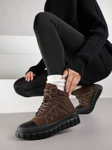 Damen weiche, kuschelige Trapper Stiefel - Lässig Winterstiefel - Braun - Übersicht 2