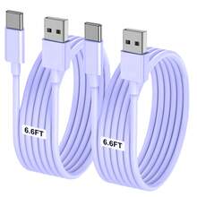 1~3 件 USB A 至 USB C 快速充电线，长 3FT/6FT 车载充电器 C 型线，兼容 17 16 15 Pro/Pro Max/Plus，兼容三星 Galaxy S25 S24 S23 S22 S21 S20 S10 A55 A54 翻盖兼容 16、16 Pro Max、15、15 Plus、15 Pro、15 Pro Max，兼容 Redmi，兼容 OnePlus - 紫色 - 查看 12