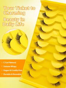 7-10-14-20 pares de pestañas naturales para gatos, pestañas set de pestañas, pestañas postizas, pestañas cómicas, pestañas transparentes y esponjosas, pestañas postizas, pestañas falsas, pestañas esponjosas, grupos de pestañas postizas, pestañas de visón, kits de pestañas kit de extensiones, pestañas esponjosas, pestañas puntiagudas - Negro - Ver 11