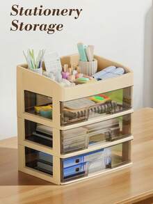 Stackable Clear Makeup Organizers, Display Cosmetic Organizer & Makeup Drawer Organizer, Skincare Organizer, Bathroom Counter Organizer, Cosmetic Storage For Dresser Countertop, Easy Storage For Lipstick, Vanity Organizer With Drawers For Cosmetics, Skincare, Brushes, Perfume, Ideal For Vanity, Desk, Office, Bathroom, Home Decor - 卡其色 - 查看 6