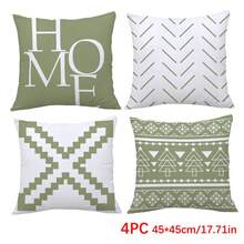 4 件套绿色几何家居装饰靠垫套，单面印花天鹅绒材质，45 * 45 厘米/18 * 18 英寸枕套，适用于现代简约沙发、客厅装饰、礼物、派对 - 彩色 - 查看 10