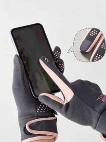 1 Pair Solid Color Casual Knitted Warm Gloves For Women, Waterproof, Suitable For Outdoor Sports, Cycling, Motorcycle, Touchscreen Compatible, Thermal Lining, All Season