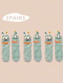 1/2/3 双女士趣味袜子、节日袜子、卡通袜子、毛绒袜子、节日袜子、中筒袜、大眼袜子、可爱袜子、保暖袜子 - 彩色 - 查看 33