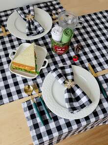 2/6/12 件装格子方形桌布适用于圣诞派对宴会餐桌装饰