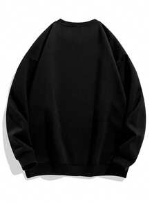 GRDR Men's Casual Solid Color Pullover Crew Neck Sweatshirt - Black - View 3