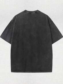 Anime One Piece  Washed T-Shirt Men's Printed Cotton T-Shirt Short-Sleeved T-Shirt Oversized Top Fashion Street Wear Unisex - 黑色 - 查看 2