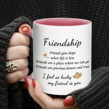 1pc Best Friend Tea Mug - I'm Lucky My Friend Is You - 11-Ounce Ceramic Coffee Mug With A "You'll Always Be My Best Tea" Design. Dishwasher-, Perfect For Birthdays, Christmas, Anniversaries, And Long-Distance Gifts. Dishwasher- Mug | Playful Mug Design | Illustrated Mug - Friendship - View 5