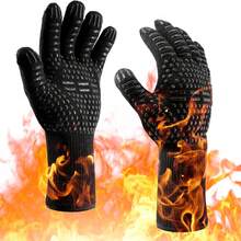 1pc Heat Resistant Oven Gloves - Heatproof, Cut-Resistant, Non-Slip, Men's Silicone BBQ Gloves - Kitchen Cooking Gloves, Suitable For Smoking, Grilling, Baking, Outdoor Camping, Picnic, Cookware Grill Accessories