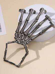 1 pieza Brazalete de guante único con diseño de mano de esqueleto punk gótico hip-hop, adecuado tanto para hombres como para mujeres, para festivales de música, fiestas y Día de Todos los Santos