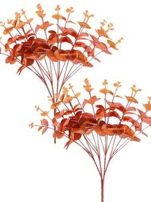 1 片人造桉树叶，橙色塑料假桉树，适用于婚礼派对装饰、情人节、礼物