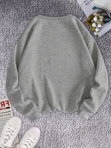 1 pieza.Sudadera casual de cuello redondo para mujer, 100% poliéster, con estampado geométrico de alce, tejido de punto, moda otoño/invierno. - Negro - Ver 6
