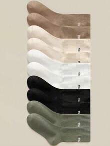 5 双男士百搭轻便舒适个性化字母印花中筒袜，适合春秋季节，秋季袜子 - 彩色 - 查看 2