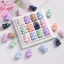 10 件 17x21 毫米 UV 亚克力小熊珠带直孔，卡通 3D 动物装饰珠，DIY 珠宝制作，钥匙扣，包包吊坠配件 - 小熊 - 查看 6