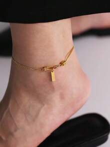 1 件韩式锆石方形吊坠脚链，具有高端简约设计感。 - 方牌吊墜腳鍊 - 查看 3