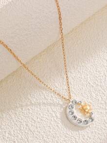 1 件简约时尚月亮和太阳吊坠项链，女士配饰，适合派对、宴会和节日 - 彩色 - 查看 3