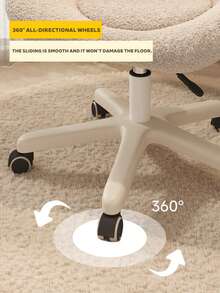 Flower-Shaped Vanity Chair Adjustable, Boucle Upholstered Makeup Chair With Rolling Wheels For Living Room, Bedroom, Desk Chair Swivel Chair For Home - 白色 - 查看 9