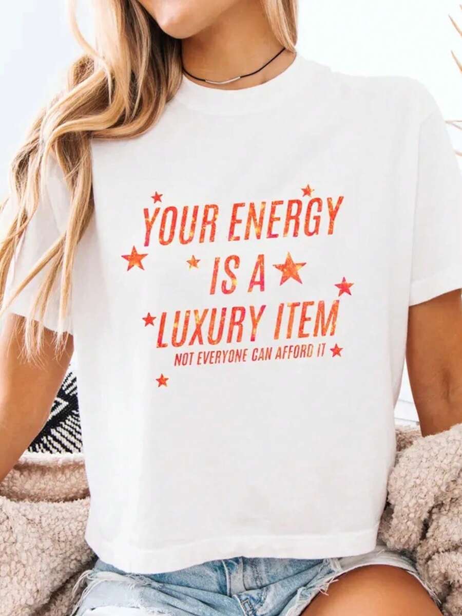 Cropped Tee Your Energy Is A Luxury Item White T Shirt T.S. Shirt Concert Shirt Swiftie Gift Taylor Tee - trắng - Xem 1