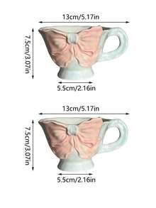 1pc 180ml手绘蝴蝶结陶瓷咖啡杯，手工扁平手柄马克杯，适用于咖啡拿铁，手工咖啡，办公室牛奶杯，水杯，节日礼物，女朋友杯，下午茶杯，节日装饰Back To School Back To School - 彩色 - 查看 16