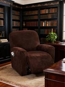 1 Seater Velvet Recliner Chair Cover 4-Pieces Design Recliner Sofa Cover Reclining Chair Slipcovers Furniture Protector, 1pc