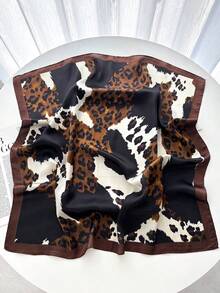 1 chiếc khăn quàng cổ in họa tiết da báo cao cấp, khăn quàng cổ giả lụa dành cho nữ, khăn quàng cổ nhỏ trang trí đa năng, thích hợp sử dụng hàng ngày. - Họa tiết da báo sô cô la caramel - Xem 3