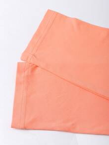 Minimalana Elegant Casual Fashion Off-Shoulder Design U-Neck Cropped Long Sleeve T-Shirt For Women, Spring/Summer - Orange - View 10