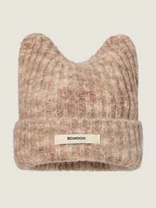 1 件扎染可爱涤纶针织猫耳帽，秋冬款