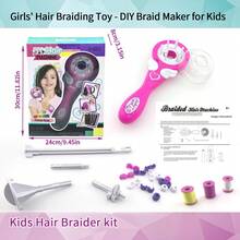 二合一编发工具+发圈收纳器+8个发饰，儿童DIY自动编发器，1套创意串珠发饰，女孩玩具魔法发型配件套装，编发工具，彩色编发缝纫线 - 彩色 - 查看 9