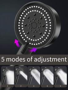 5 Modes Shower Head, High Pressure Adjustable Water-Saving Shower Head, Bathroom Accessories - Black - View 6