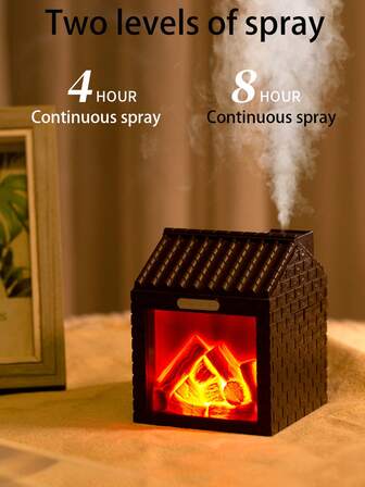 Umidificator în formă de căsuță, gri cărbune, cu lumină de noapte - 2 moduri de pulverizare, rezervor de apă de 200 ml, alimentat prin USB, elimină aerul uscat din interior, maro cafea/bej, zonă de acoperire 10-20 mp, design estetic modern