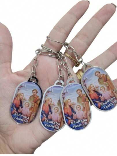 Kit 12 Chaveiros Sagrada Família Simples Chapa  Religioso