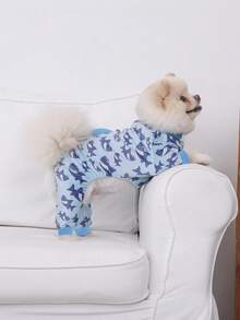 1pc 3D Shark Fin Design! Shark Print Pet Jumpsuit, Soft & Skin-Friendly, Suitable For Small/Medium Dogs, Prevents Shedding - Multicolor - View 11