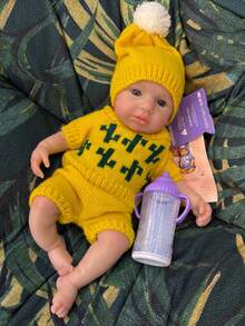 33cm Full Body Silicone Loulou Reborn Doll, 13 Inch Realistic Painted Baby Girl, Handmade, Mouth Open Newborn, Visible Veins, Suitable For Christmas/Birthday/Family Gathering Gift - Reborn Doll - View 12