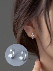 GAGAFEEL 1 对 S925 纯银白色锆石环形耳环，哥特式耳环，高端质感，适合日常佩戴