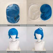 Parrucca da cosplay anime: capelli sintetici blu corti resistenti al calore - perfetta per feste di Ognissanti e eventi festivi