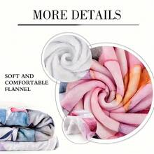 1pc Space Planet Rings Flannel Throw Blanket - 280GSM Heavyweight &'S Rings Design, Soft Cozy Polyester All-Season Blanket Couch, Bed, Travel, Camping - Washable Retro Home Decor Astronomy Lovers - 彩色 - 查看 2