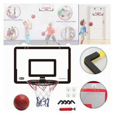 Juego de mini aro de baloncesto para interiores, con perforaciones, para colgar y móvil.
