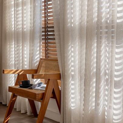 1pc Linen Modern Linen Gauze Curtain - Japanese Linen Style, Rod Pocket Design, Suitable For Living Room And Bedroom - Sheer And Light Filtering Curtain, Living Room Curtain, Bedroom Curtain (180g Fabric Weight)