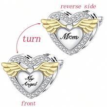 Silver Plated Charms Golden My Angel Love Multicolored Zirconia Mom Silver Football You Will Always Be A Pact Of Me Angel Wings Silver Zirconia Bow Angel Wings Angel Series Charm Fit Original Bracelet Charm Beads Necklace Diy Female Jewelry