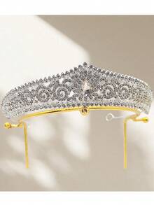 1pc Fashionable & Luxurious Teardrop-Shaped Swirled Zirconia Bridal Tiara Crown, Ideal For Wedding, Birthday, Coming-Of-Age Ceremony, Etc. (Material: Alloy + Zirconia) Elegant Royal