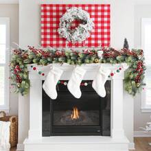 1PC 70.86in Christmas Garland, Artificial Christmas Greenery Garland Pine Leaves Realistic Spruce Garland For Holiday Mantel Fireplace Table Centerpiece Decor