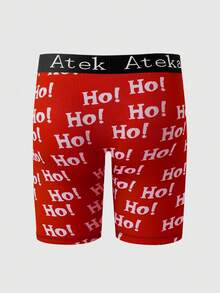1pc Men's Christmas Santa Claus Graphic Print Boxer Briefs - Christmas Themed Cartoon Print, Jacquard Elastic Waistband, Comfortable Daily Wear, Novelty Print, Quality Knit Fabric, Casual & Comfortable - Red - View 4