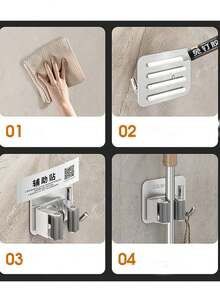 6 pièces/set Porte-balai mural créatif, convient pour l'égouttage de la vadrouille et le rangement du balai, crochet à vadrouille idéal pour la salle de bain, la cuisine, le jardin, l'organisation des outils de nettoyage (6/4/3/2/1 pièce), couleur aléatoire