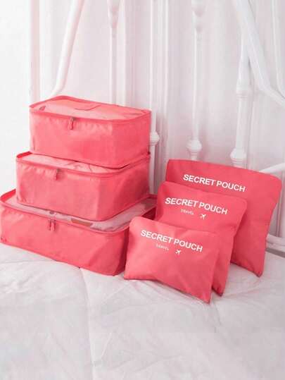 6pcs/Set High Quality Portable Travel Luggage Organizer Bags, Suitcase, Clothes Storage Bags, Foldable Packing Cubes, Shoe Bag, Underwear Bag, Travel Essentials, Travel Backpack, Travel Bag, Luggage, Travel Gear, Back To School & Moving Organizer Bags