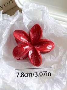2个/1个 女士 3.07英寸/7.8厘米 红白芙蓉花造型随机颜色轻盈塑料发夹，时尚、优雅、简约、纯色发爪，适合日常、休闲、派对、海滩、浴室、发型设计等场合，女士发夹，秋冬度假装扮必备，夏季适用 - 彩色 - 查看 6