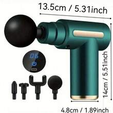1pc Black/Green/Grey Massage Gun, Portable Muscle Relaxation Neck Massager - Professional Full Body Massage Gun, USB Rechargeable, Compact Design, Ergonomic Handle, 6-Speed Adjustable Percussion Massage Gun, Handheld Body & Back Muscle Massager, Long-Lasting Massage Gun - Multicolor - View 15