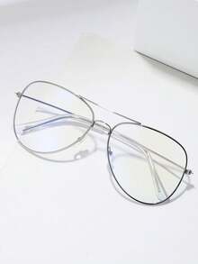 1pc Men's Classic Silver Metal Frame Pilot Style Glasses With Retro Design Suitable For All Seasons Clear Glasses Glasses Accessories